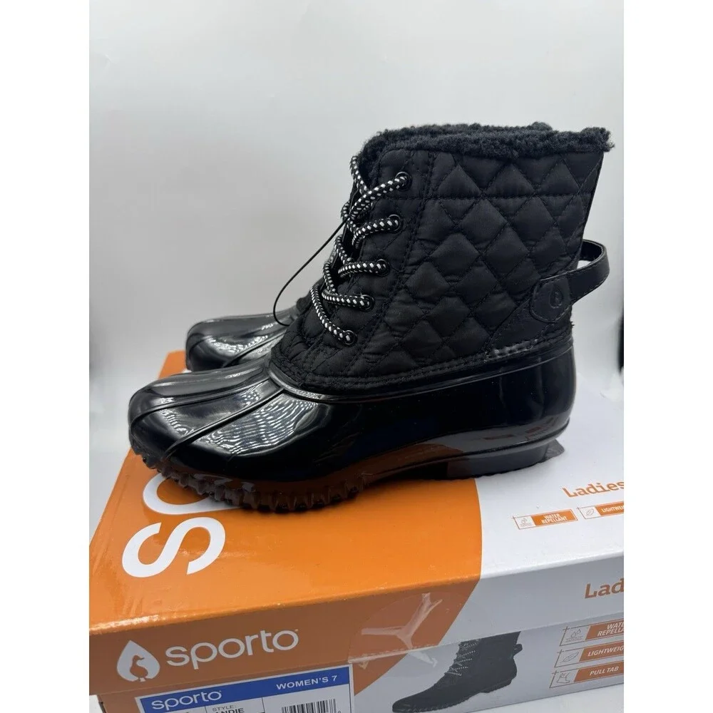 Sporto “Andie” Women’s Insulated Waterproof & Repellent Duck Boot (Black)7 - NEW